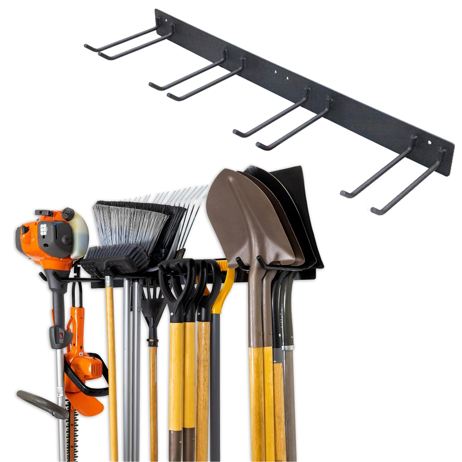 Serplex All Metal Garden Tool Organizer Garage Wall Mount Organizers and Storage with Heavy Duty Hooks Hangers for Hanging Landscaping Equipment, Ladder, Sport Gears, Hoses, Lawn Trimmer up to 250lbs Serplex All Metal Garden Tool Organizer Garage Wall Mount Organizers and Storage with Heavy Duty Hooks Hangers for Hanging Landscaping Equipment, Ladder, Sport Gears, Hoses, Lawn Trimmer up to 250lbs